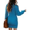 imageANRABESS Women Long Sleeve Turtle Mock Neck Rib Knit Stretch Slim Fitted Bodycon Sweater Mini Short Dress 2024 Fall OutfitsRoyal Blue