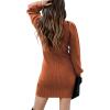 imageANRABESS Women Long Sleeve Turtle Mock Neck Rib Knit Stretch Slim Fitted Bodycon Sweater Mini Short Dress 2024 Fall OutfitsRust Orange