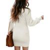 imageANRABESS Women Long Sleeve Turtle Mock Neck Rib Knit Stretch Slim Fitted Bodycon Sweater Mini Short Dress 2024 Fall OutfitsWhite
