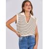 imageANRABESS Women Summer Tank Tops Striped Sleeveless Polo V Neck Knit Sweater Vest Shirts 2025 Trendy Cute OutfitsAlmond Black Stripe