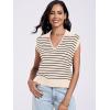 imageANRABESS Women Summer Tank Tops Striped Sleeveless Polo V Neck Knit Sweater Vest Shirts 2025 Trendy Cute OutfitsAlmond Black Stripe