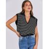 imageANRABESS Women Summer Tank Tops Striped Sleeveless Polo V Neck Knit Sweater Vest Shirts 2025 Trendy Cute OutfitsBlack White Stripe