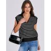 imageANRABESS Women Summer Tank Tops Striped Sleeveless Polo V Neck Knit Sweater Vest Shirts 2025 Trendy Cute OutfitsBlack White Stripe