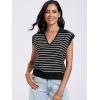 imageANRABESS Women Summer Tank Tops Striped Sleeveless Polo V Neck Knit Sweater Vest Shirts 2025 Trendy Cute OutfitsBlack White Stripe