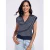imageANRABESS Women Summer Tank Tops Striped Sleeveless Polo V Neck Knit Sweater Vest Shirts 2025 Trendy Cute OutfitsNavy White Stripe