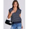 imageANRABESS Women Summer Tank Tops Striped Sleeveless Polo V Neck Knit Sweater Vest Shirts 2025 Trendy Cute OutfitsNavy White Stripe