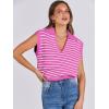 imageANRABESS Women Summer Tank Tops Striped Sleeveless Polo V Neck Knit Sweater Vest Shirts 2025 Trendy Cute OutfitsRose Red White Stripe
