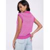 imageANRABESS Women Summer Tank Tops Striped Sleeveless Polo V Neck Knit Sweater Vest Shirts 2025 Trendy Cute OutfitsRose Red White Stripe