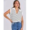 imageANRABESS Women Summer Tank Tops Striped Sleeveless Polo V Neck Knit Sweater Vest Shirts 2025 Trendy Cute OutfitsWhite Black Stripe