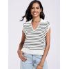 imageANRABESS Women Summer Tank Tops Striped Sleeveless Polo V Neck Knit Sweater Vest Shirts 2025 Trendy Cute OutfitsWhite Black Stripe
