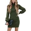imageANRABESS Women Long Sleeve Turtle Mock Neck Rib Knit Stretch Slim Fitted Bodycon Sweater Mini Short Dress 2024 Fall OutfitsArmy Green