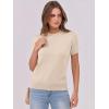 imageANRABESS Womens Short Sleeve Sweaters Wool Blend Crew Neck Sweater Shirts Business Casual Work Tops 2025 Summer OutfitsBeige