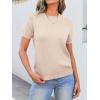 imageANRABESS Womens Short Sleeve Sweaters Wool Blend Crew Neck Sweater Shirts Business Casual Work Tops 2025 Summer OutfitsBeige