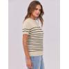 imageANRABESS Womens Short Sleeve Sweaters Wool Blend Crew Neck Sweater Shirts Business Casual Work Tops 2025 Summer OutfitsBeige Black Stripe