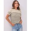imageANRABESS Womens Short Sleeve Sweaters Wool Blend Crew Neck Sweater Shirts Business Casual Work Tops 2025 Summer OutfitsBeige Black Stripe