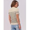 imageANRABESS Womens Short Sleeve Sweaters Wool Blend Crew Neck Sweater Shirts Business Casual Work Tops 2025 Summer OutfitsBeige Black Stripe