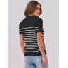 imageANRABESS Womens Short Sleeve Sweaters Wool Blend Crew Neck Sweater Shirts Business Casual Work Tops 2025 Summer OutfitsBlack White Stripe