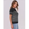 imageANRABESS Womens Short Sleeve Sweaters Wool Blend Crew Neck Sweater Shirts Business Casual Work Tops 2025 Summer OutfitsBlack White Stripe