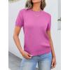imageANRABESS Womens Short Sleeve Sweaters Wool Blend Crew Neck Sweater Shirts Business Casual Work Tops 2025 Summer OutfitsDeep Pink