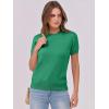 imageANRABESS Womens Short Sleeve Sweaters Wool Blend Crew Neck Sweater Shirts Business Casual Work Tops 2025 Summer OutfitsGreen
