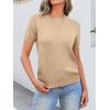 imageANRABESS Womens Short Sleeve Sweaters Wool Blend Crew Neck Sweater Shirts Business Casual Work Tops 2025 Summer OutfitsKhaki