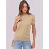 imageANRABESS Womens Short Sleeve Sweaters Wool Blend Crew Neck Sweater Shirts Business Casual Work Tops 2025 Summer OutfitsKhaki