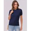 imageANRABESS Womens Short Sleeve Sweaters Wool Blend Crew Neck Sweater Shirts Business Casual Work Tops 2025 Summer OutfitsNavy Blue