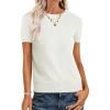 imageANRABESS Womens Short Sleeve Sweaters Wool Blend Crew Neck Sweater Shirts Business Casual Work Tops 2025 Summer OutfitsWhite