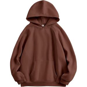 imageANRABESS Women Hoodies Oversized Fleece Long Sleeve Comfy Casual Basic Pullover Sweatshirts 2025 Fall Outfits SweaterBrown