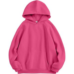 imageANRABESS Women Hoodies Oversized Fleece Long Sleeve Comfy Casual Basic Pullover Sweatshirts 2025 Fall Outfits SweaterHot Pink