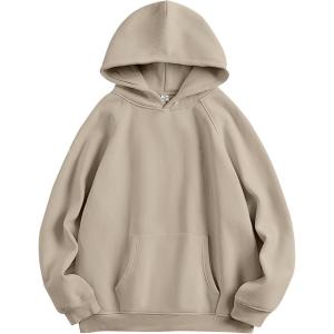 imageANRABESS Women Hoodies Oversized Fleece Long Sleeve Comfy Casual Basic Pullover Sweatshirts 2025 Fall Outfits SweaterKhaki