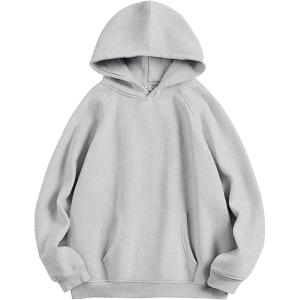 imageANRABESS Women Hoodies Oversized Fleece Long Sleeve Comfy Casual Basic Pullover Sweatshirts 2025 Fall Outfits SweaterLight Grey