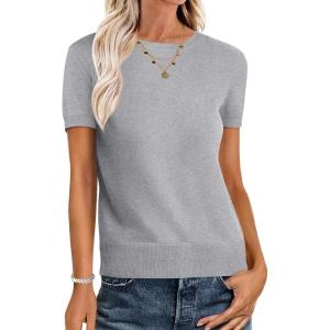 imageANRABESS Womens Short Sleeve Sweaters Wool Blend Crew Neck Sweater Shirts Business Casual Work Tops 2025 Summer OutfitsGrey