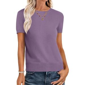imageANRABESS Womens Short Sleeve Sweaters Wool Blend Crew Neck Sweater Shirts Business Casual Work Tops 2025 Summer OutfitsPurple