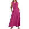 imageANRABESS Women Summer Casual Sleeveless Maxi Sundress Button Fit ampamp Flare ALine Flowy Long Dresses 2025 Beach OutfitsHot Pink