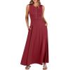 imageANRABESS Women Summer Casual Sleeveless Maxi Sundress Button Fit ampamp Flare ALine Flowy Long Dresses 2025 Beach OutfitsWine Red