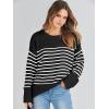 imageANRABESS Womens Oversized Crewneck Long Sleeve Fuzzy Knit Casual Chunky Warm 2025 Fall Pullover Sweaters Top Trendy OutfitsBlack White Stripe