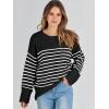 imageANRABESS Womens Oversized Crewneck Long Sleeve Fuzzy Knit Casual Chunky Warm 2025 Fall Pullover Sweaters Top Trendy OutfitsBlack White Stripe