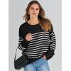imageANRABESS Womens Oversized Crewneck Long Sleeve Fuzzy Knit Casual Chunky Warm 2025 Fall Pullover Sweaters Top Trendy OutfitsBlack White Stripe