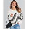 imageANRABESS Womens Oversized Crewneck Long Sleeve Fuzzy Knit Casual Chunky Warm 2025 Fall Pullover Sweaters Top Trendy OutfitsBlack White Stripes
