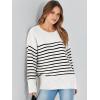 imageANRABESS Womens Oversized Crewneck Long Sleeve Fuzzy Knit Casual Chunky Warm 2025 Fall Pullover Sweaters Top Trendy OutfitsBlack White Stripes