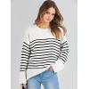 imageANRABESS Womens Oversized Crewneck Long Sleeve Fuzzy Knit Casual Chunky Warm 2025 Fall Pullover Sweaters Top Trendy OutfitsBlack White Stripes