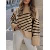 imageANRABESS Womens Oversized Crewneck Long Sleeve Fuzzy Knit Casual Chunky Warm 2025 Fall Pullover Sweaters Top Trendy OutfitsCamel Black Stripe