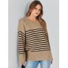 imageANRABESS Womens Oversized Crewneck Long Sleeve Fuzzy Knit Casual Chunky Warm 2025 Fall Pullover Sweaters Top Trendy OutfitsCamel Black Stripe