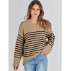 imageANRABESS Womens Oversized Crewneck Long Sleeve Fuzzy Knit Casual Chunky Warm 2025 Fall Pullover Sweaters Top Trendy OutfitsCamel Black Stripe