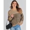 imageANRABESS Womens Oversized Crewneck Long Sleeve Fuzzy Knit Casual Chunky Warm 2025 Fall Pullover Sweaters Top Trendy OutfitsCamel Black Stripe