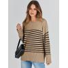 imageANRABESS Womens Oversized Crewneck Long Sleeve Fuzzy Knit Casual Chunky Warm 2025 Fall Pullover Sweaters Top Trendy OutfitsCamel Black Stripe