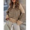 imageANRABESS Womens Oversized Crewneck Long Sleeve Fuzzy Knit Casual Chunky Warm 2025 Fall Pullover Sweaters Top Trendy OutfitsCamel Black Stripe