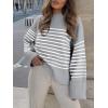 imageANRABESS Womens Oversized Crewneck Long Sleeve Fuzzy Knit Casual Chunky Warm 2025 Fall Pullover Sweaters Top Trendy OutfitsGrey White Stripe