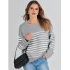imageANRABESS Womens Oversized Crewneck Long Sleeve Fuzzy Knit Casual Chunky Warm 2025 Fall Pullover Sweaters Top Trendy OutfitsGrey White Stripe